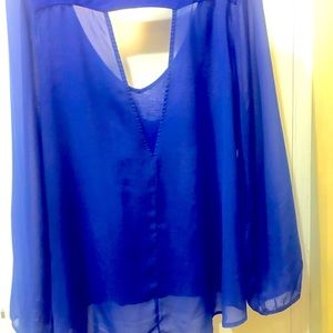 Top royal blue Very sheer. Back has a V OPRNING